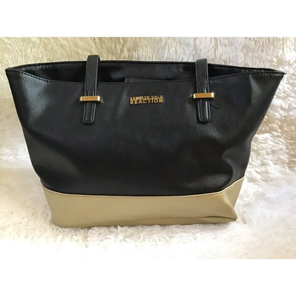 Kenneth Cole Reaction Handbags - Kenneth Cole Reaction Tote Black Gold Color Block Medium Classic Preppy